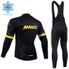 Set Fietsshirt Lange Mouw + Lange Koersbroek 2024 Mavic Winter Thermal Fleece Zwart